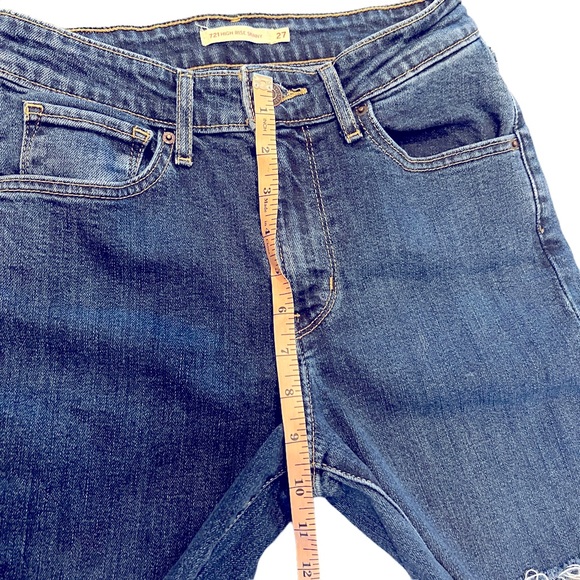 Levi’s 721 High Rise Skinny Cut-Off Shorts Blue Denim Denim Size 27 - Picture 4 of 5
